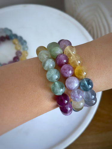 Rainbow Fluorite | Stretchable Bracelet 10mm (large size gemstone)