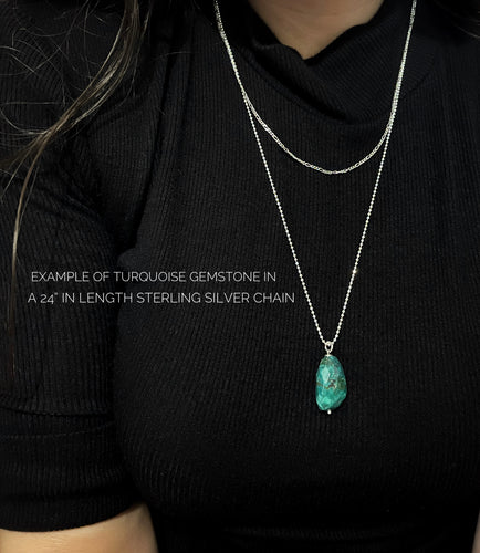 Natural Turquoise Pendant, Faceted cut w/ Diamond Cut Chain