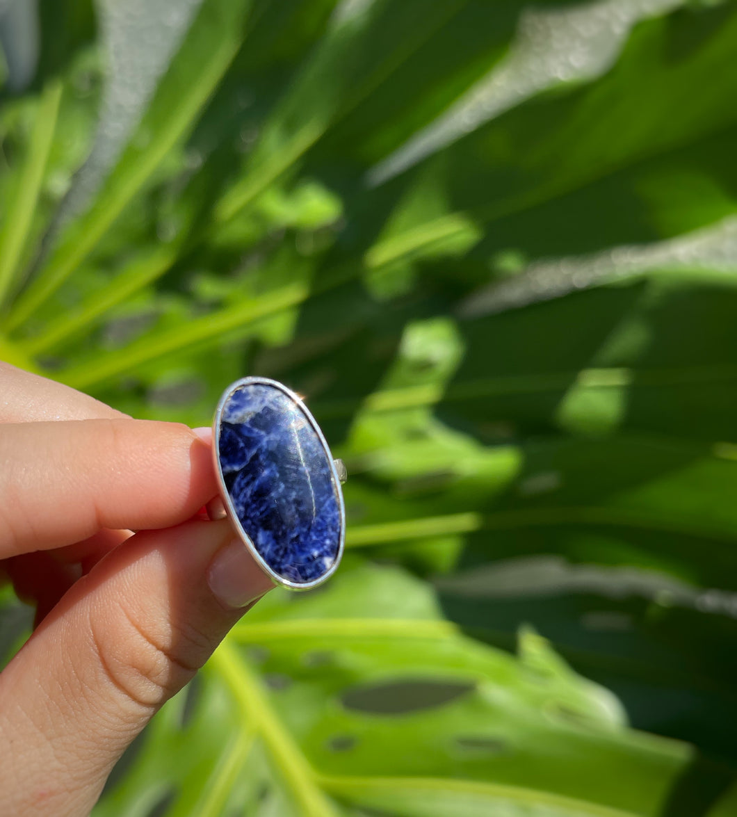 Sodalite Oval Ring, Adjustable Size