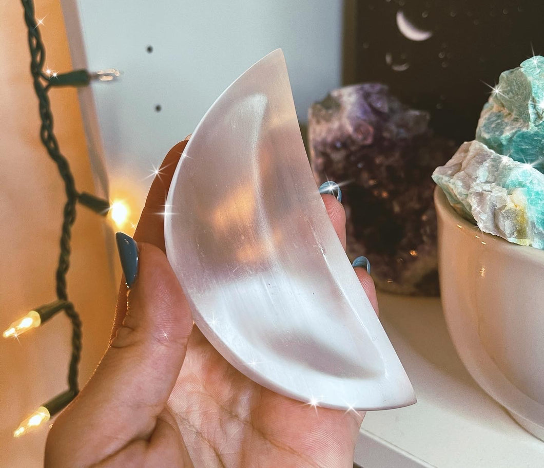 Selenite Plate/Bowl - Moon