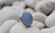 Blue Lace Agate Ring, Round | Size 8