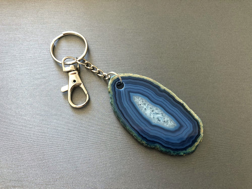 Agate Keychains • Banded Blue